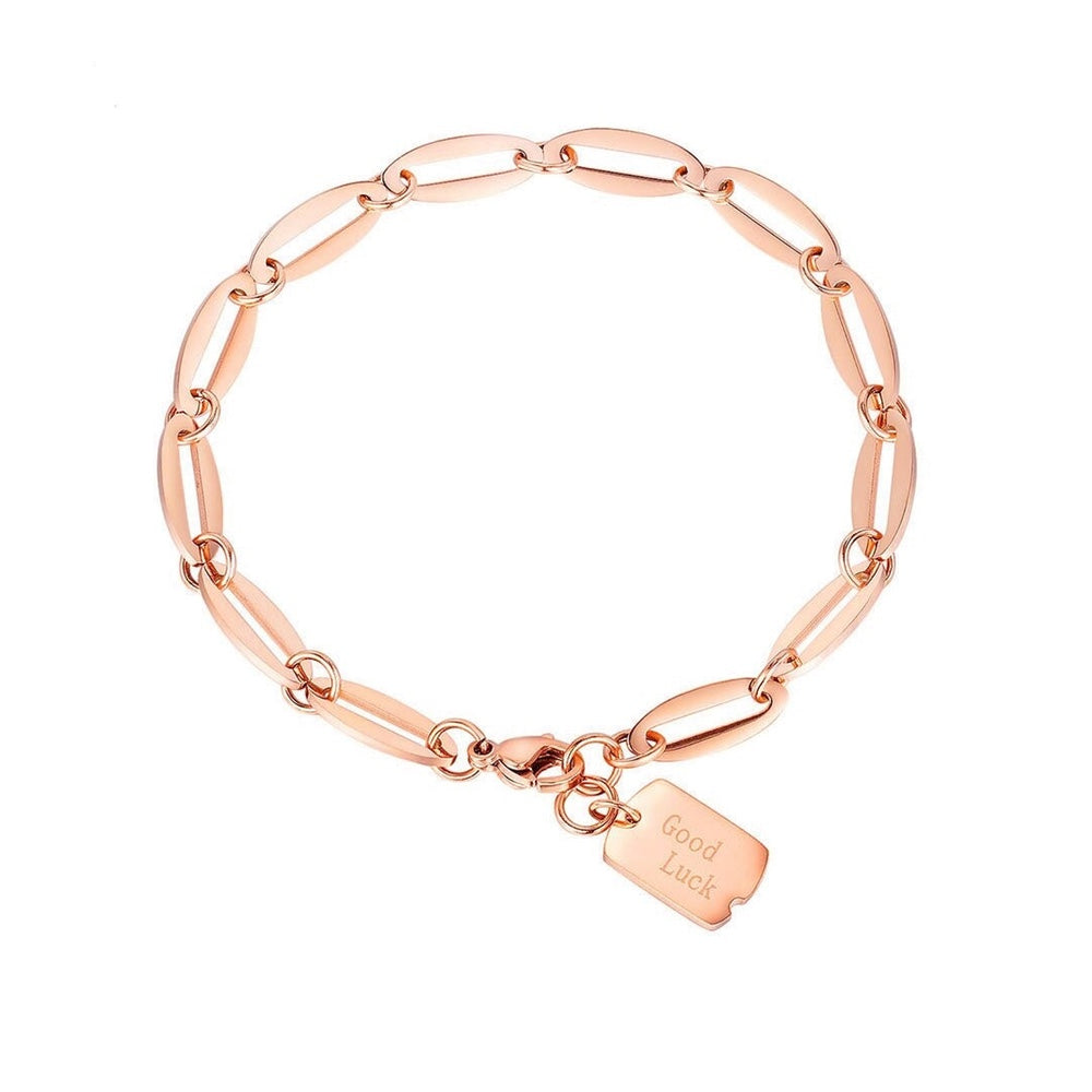 Rose Gold or Steel Color Good Luck Chain Bracelet - Boncuque Store