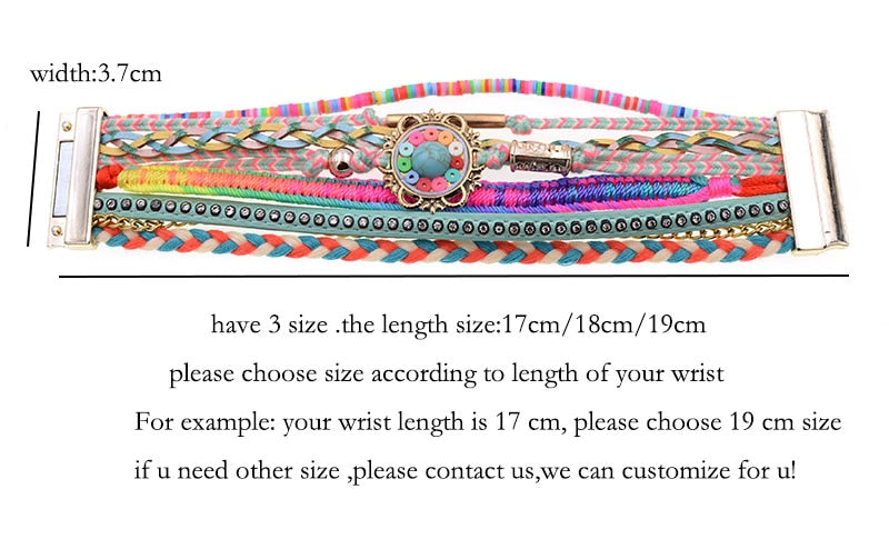 Leather Bracelet Colorful Beaded Bohemia-14