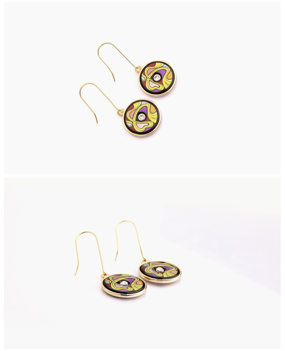 Indian Earring Painted Geometric Style - Boncuque
