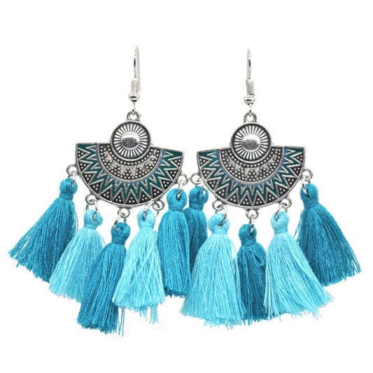 Fashion Dangle Earrings - Blue and Dark Blue-1