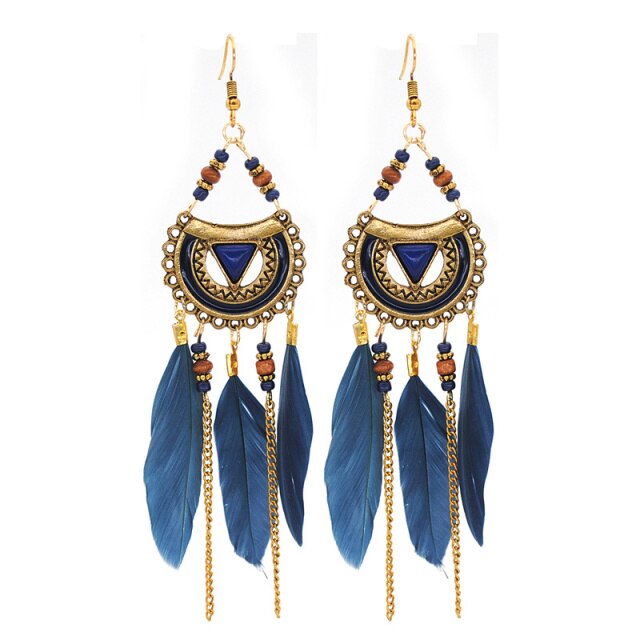 Fashion Dangle Earrings - Blue and Dark Blue-11