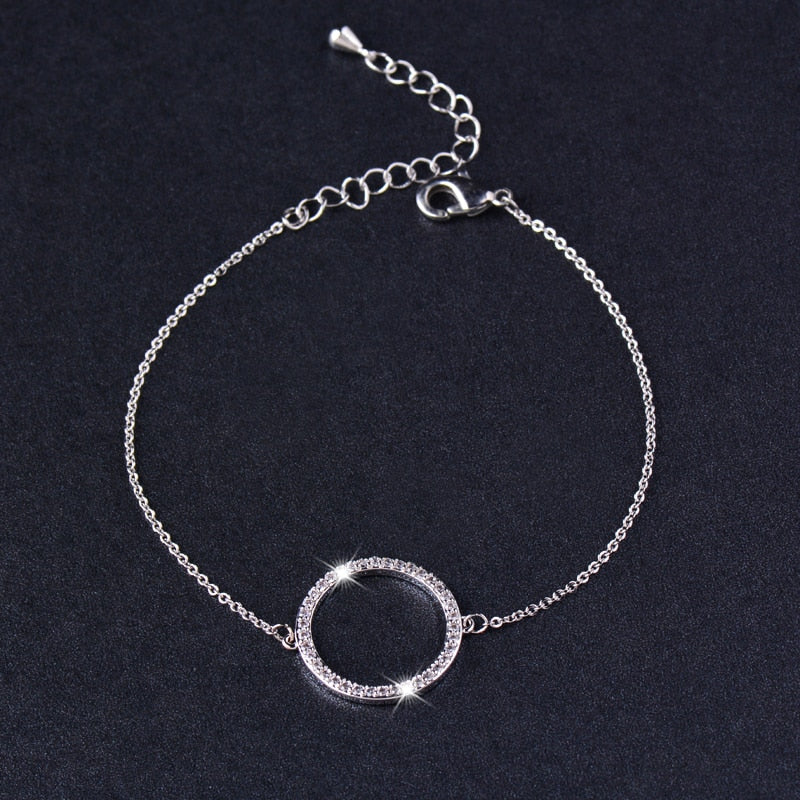 Paved Tiny Crystal Circle Round Bracelet - Boncuque