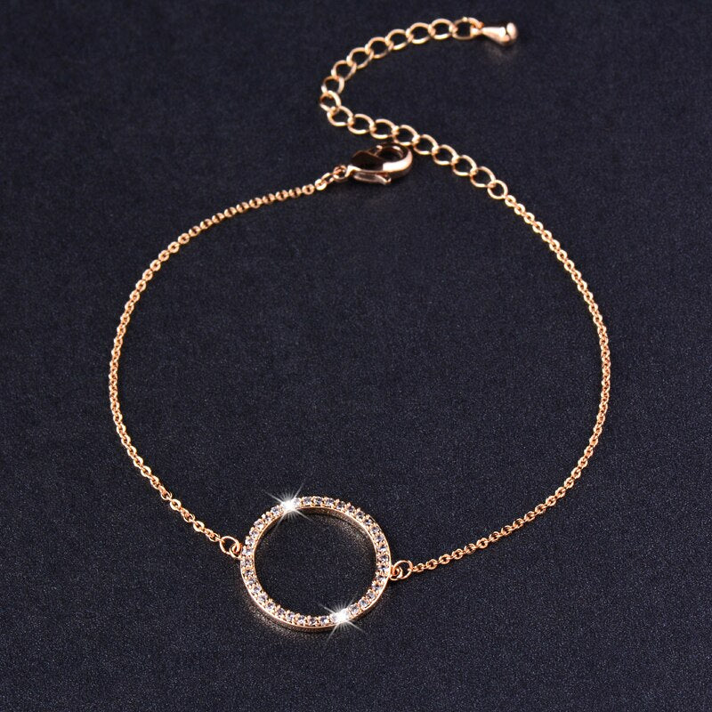 Paved Tiny Crystal Circle Round Bracelet - Boncuque