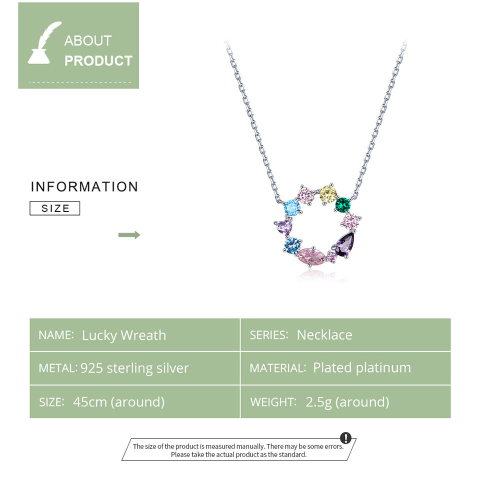 925 Sterling Silver Colorful Cubic Zirconia Circle Necklace - Boncuque Store
