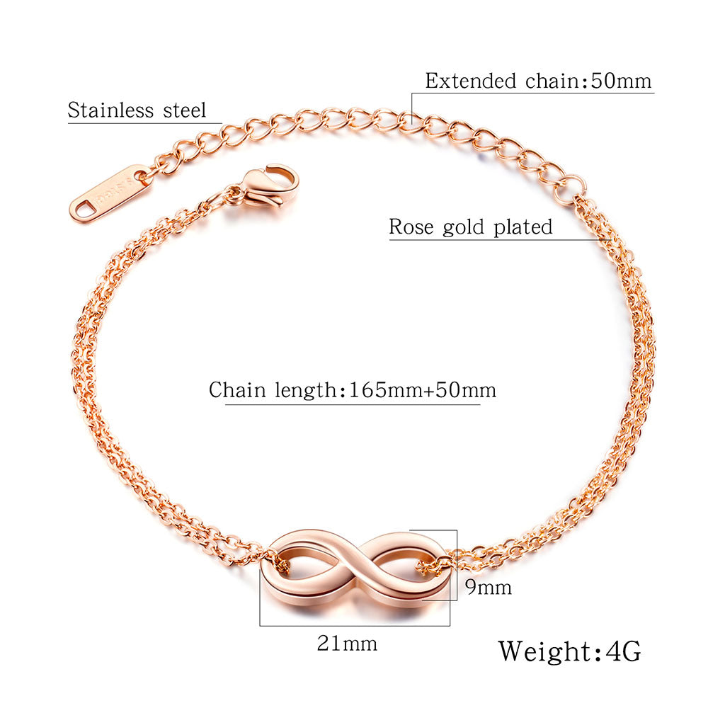 Endless Chain Bracelet Rose Gold Stainless Steel, 2 Colors - Boncuque Store