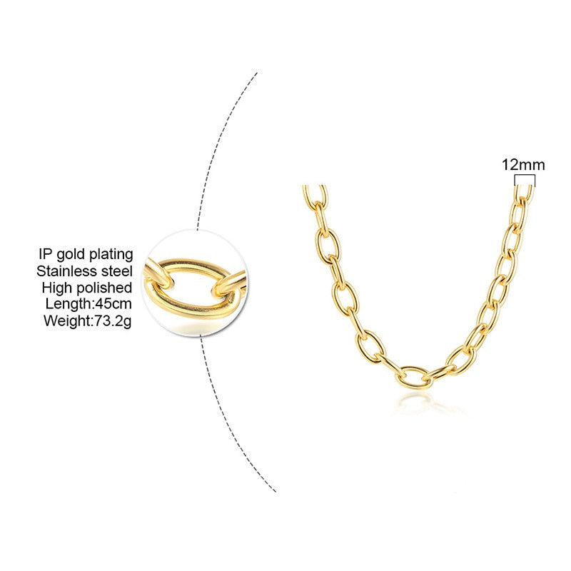 Chunky Chain Jewelry Set High End Gold Finish Link Chain Bracelet & Necklace - Boncuque Store