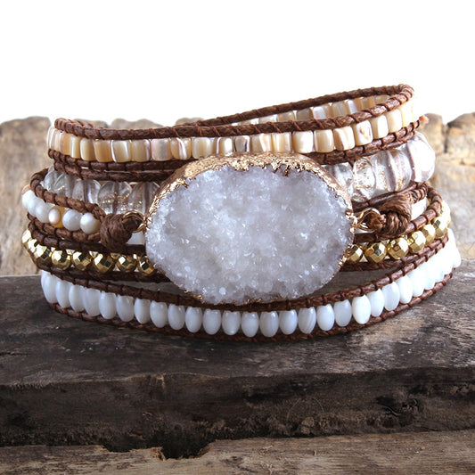 Boho Beaded Wrap Bracelet Five Strands Woven - Boncuque Store