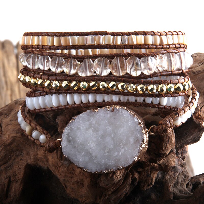 Boho Beaded Wrap Bracelet Five Strands Woven - Boncuque Store