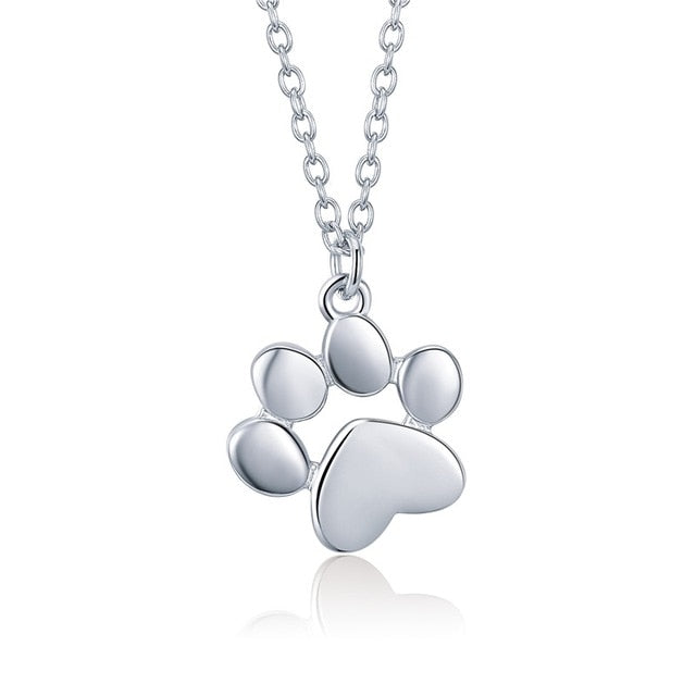 Cute Dog/Cat Footprints Paw Necklace, 925 Silver - Boncuque Store