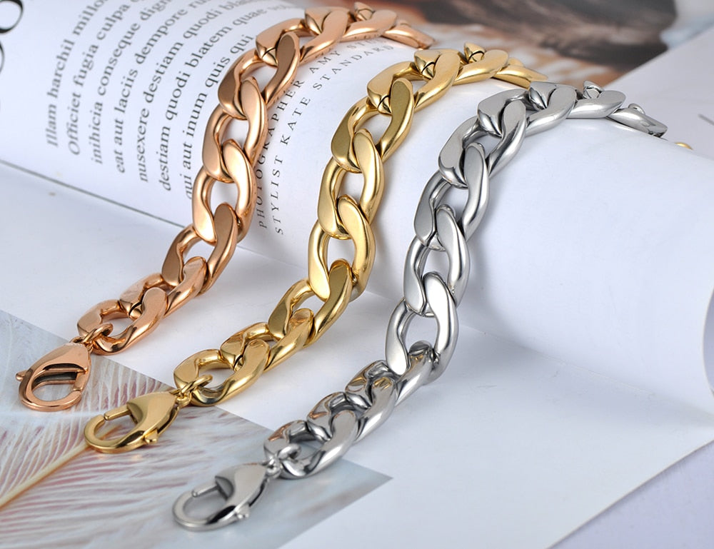 Big Thick Stainless Steel Chain Bracelet in Three Colors - Boncuque Store