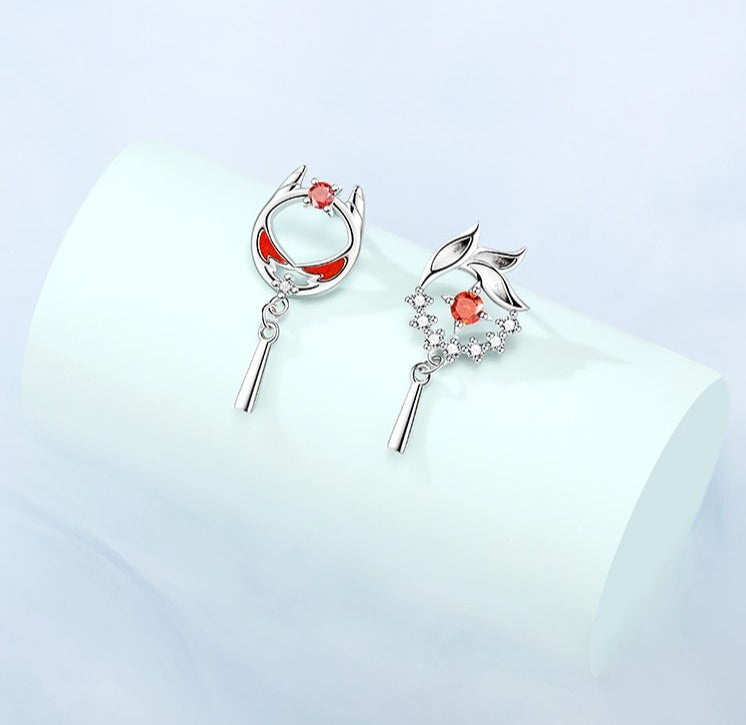 Authentic Earring 925 Sterling Silver Earring Drop Red Dangle - Boncuque