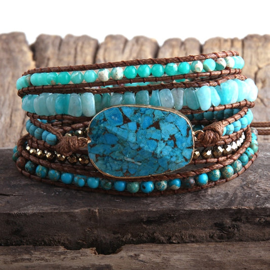 Handmade Bracelet Boho Style Mixed Natural Stones-G-1