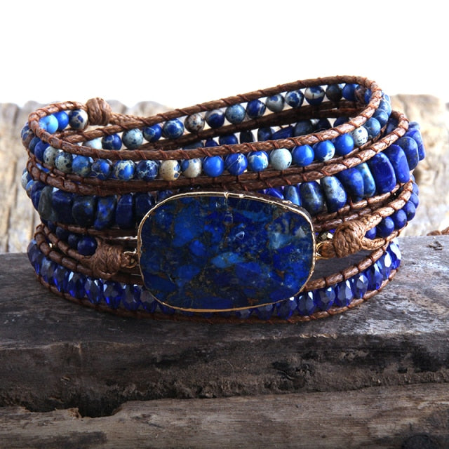 Handmade Bracelet Boho Style Mixed Natural Stones-B-2