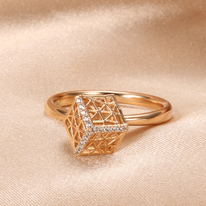 Ring 3D, 585 Rose Gold, Hollow Pattern Three-Dimensional - Boncuque