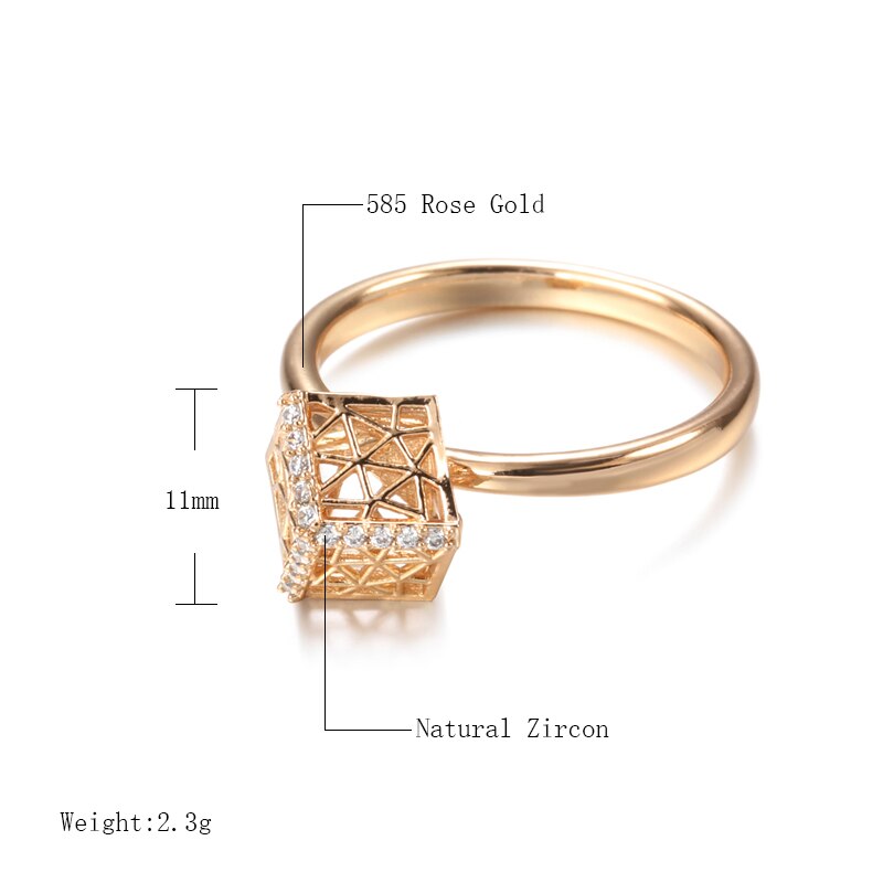 Ring 3D, 585 Rose Gold, Hollow Pattern Three-Dimensional - Boncuque