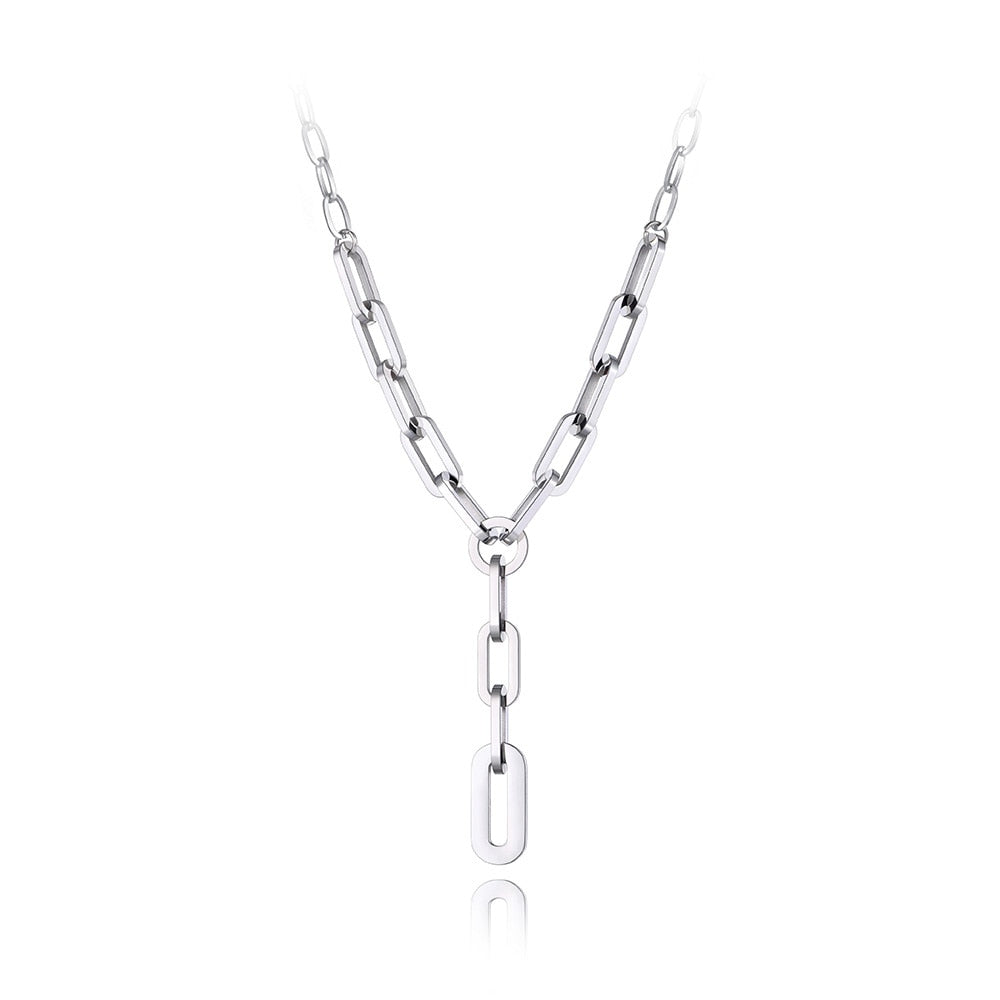 Stainless Steel Geometric Chain Necklace, - Boncuque Store