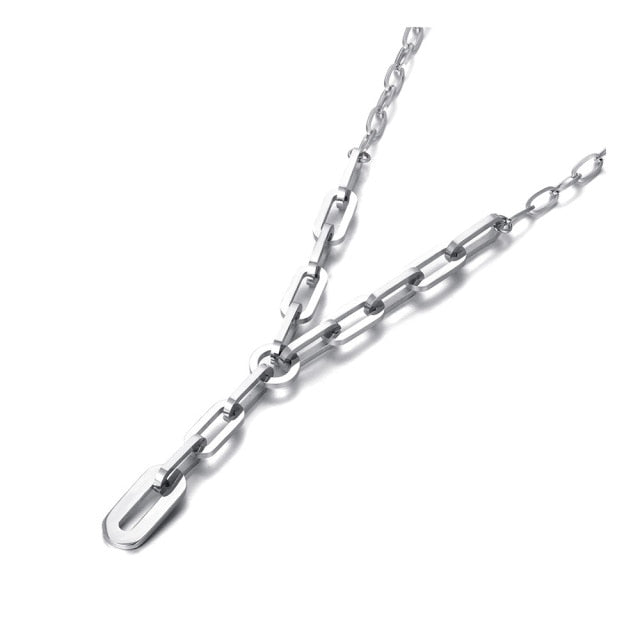 Stainless Steel Geometric Chain Necklace, - Boncuque Store