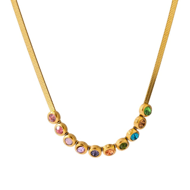 Fashion Rainbow Necklace Stainless Steel 18 K Plated - Boncuque