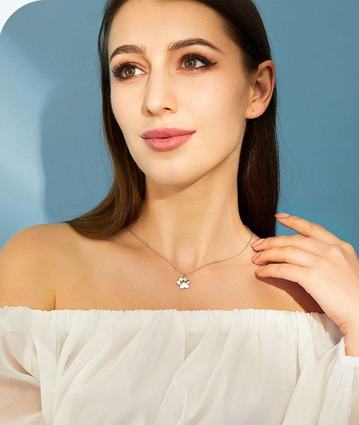 Cute Dog/Cat Footprints Paw Necklace, 925 Silver - Boncuque Store