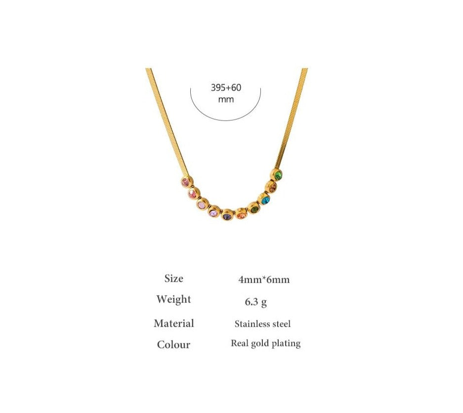 Fashion Rainbow Necklace Stainless Steel 18 K Plated - Boncuque