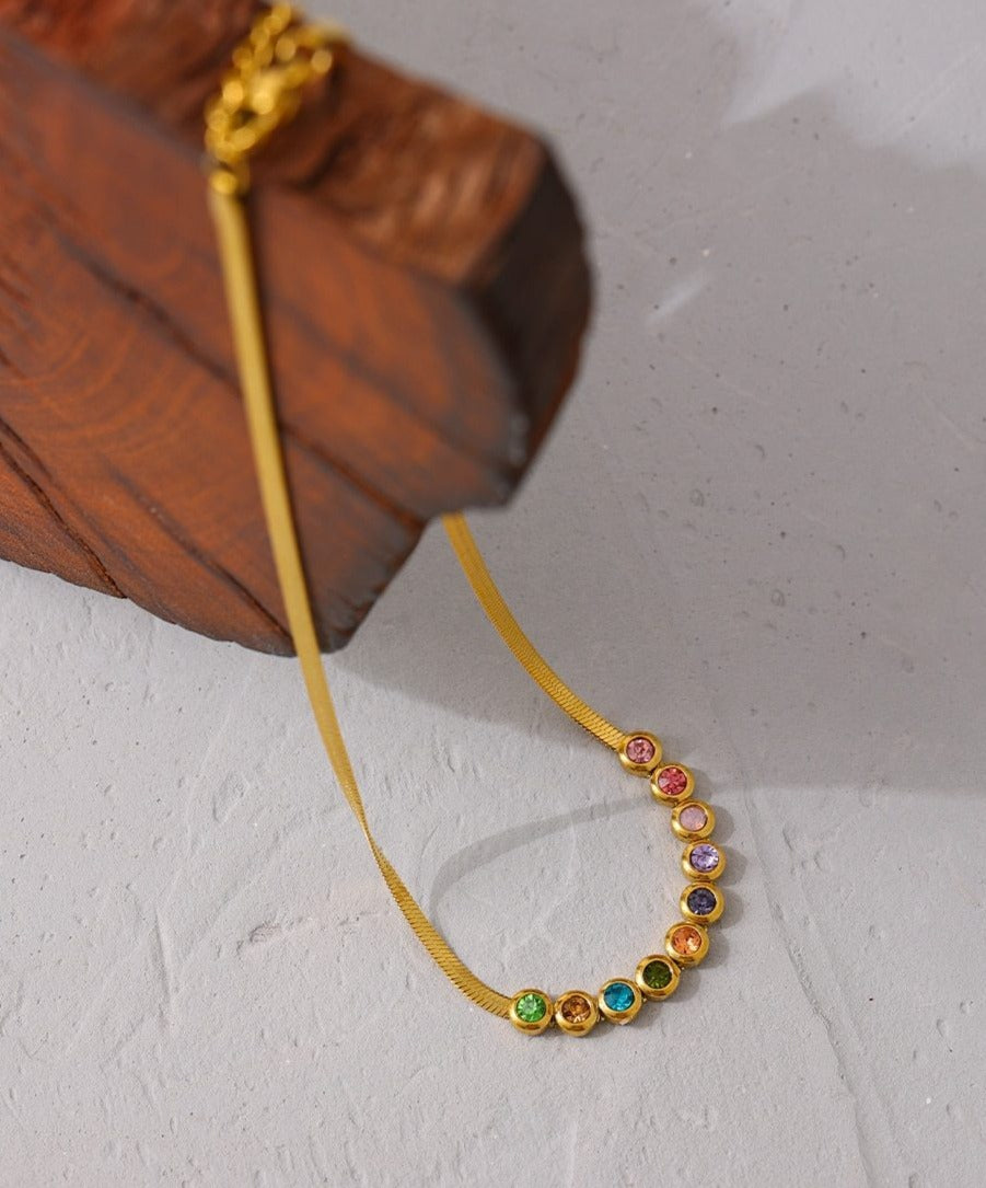 Fashion Rainbow Necklace Stainless Steel 18 K Plated - Boncuque