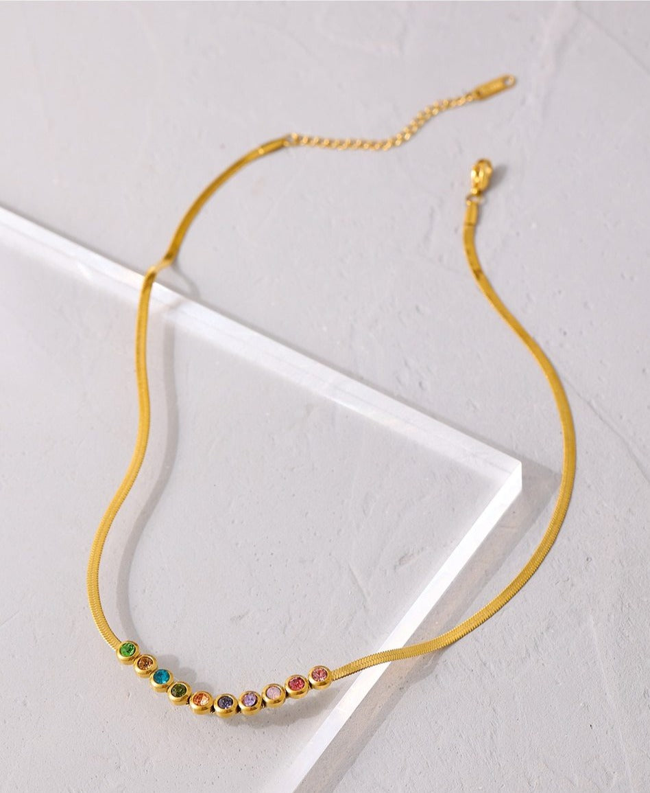 Fashion Rainbow Necklace Stainless Steel 18 K Plated - Boncuque