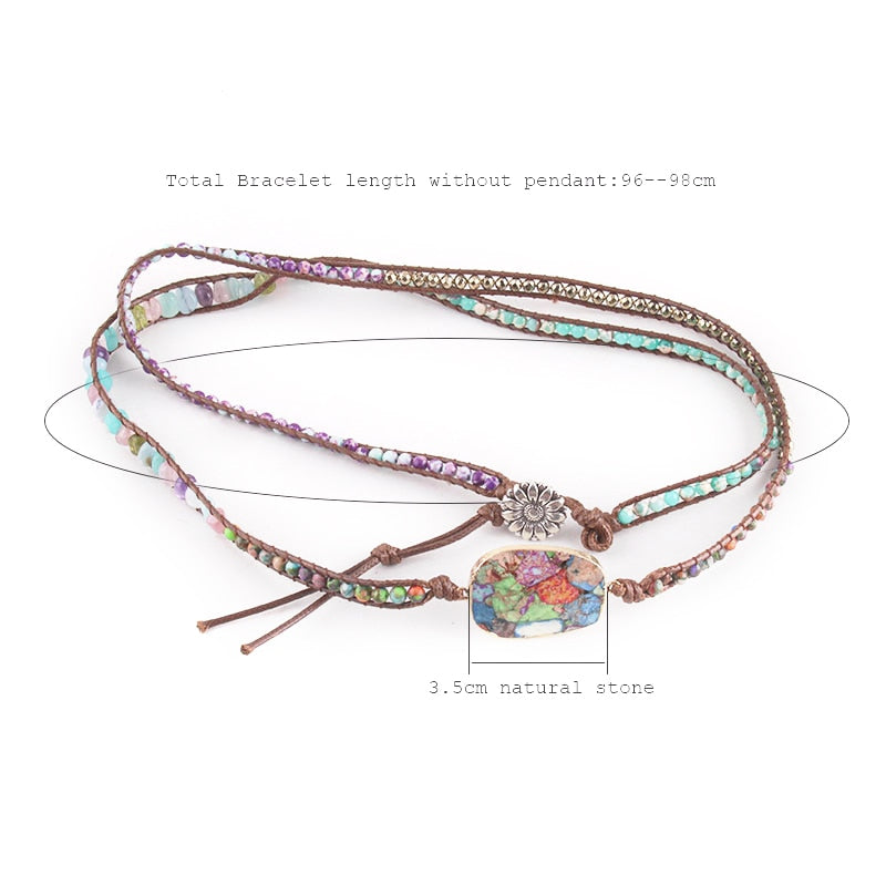 Bracelet Boho Style Mixed Natural Stones-D
