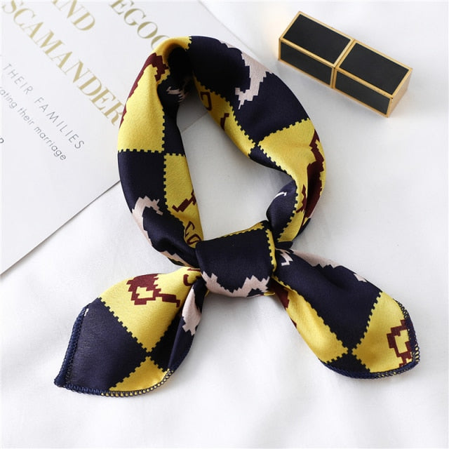 Small Satin Scarf Square Print Wrap Foulard, Bandana - Boncuque