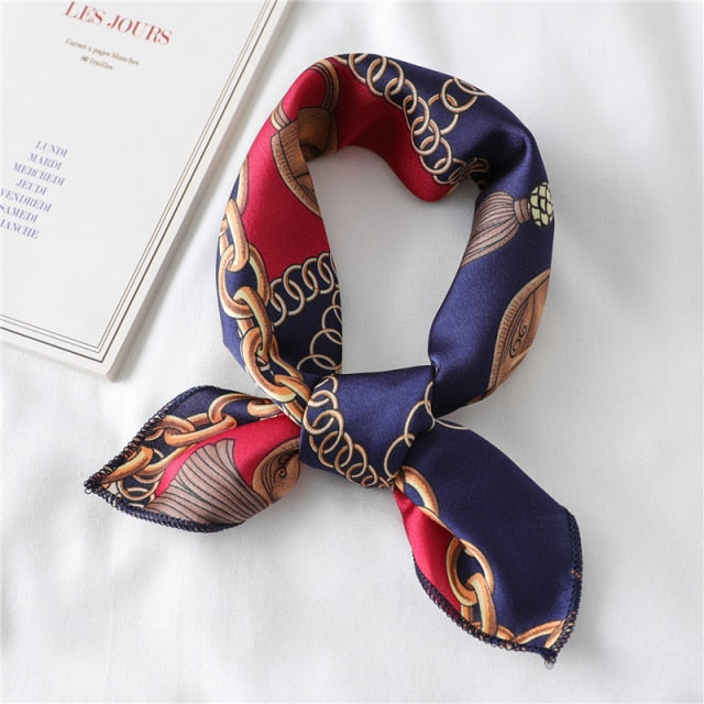 Small Satin Scarf Square Print Wrap Foulard, Bandana - Boncuque