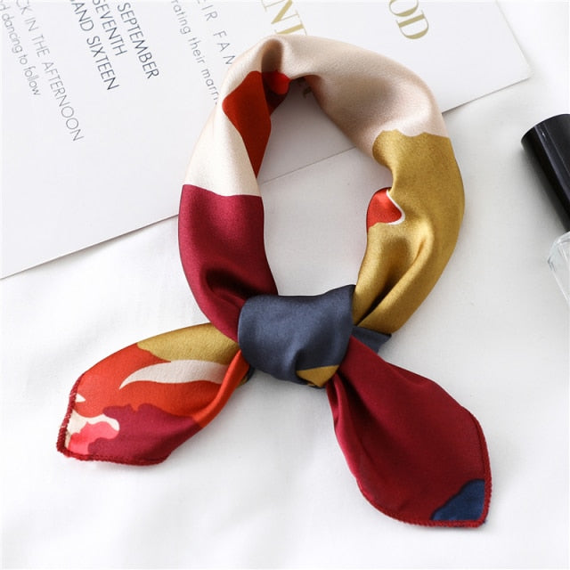 Small Satin Scarf Square Print Wrap Foulard, Bandana - Boncuque