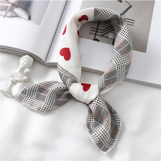 Small Satin Scarf Square Print Wrap Foulard, Bandana - Boncuque