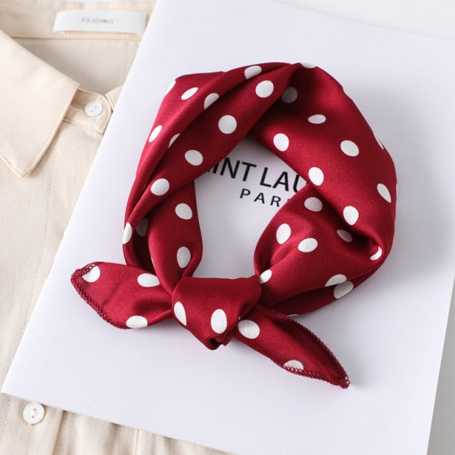 Small Satin Scarf Square Print Wrap Foulard, Bandana - Boncuque