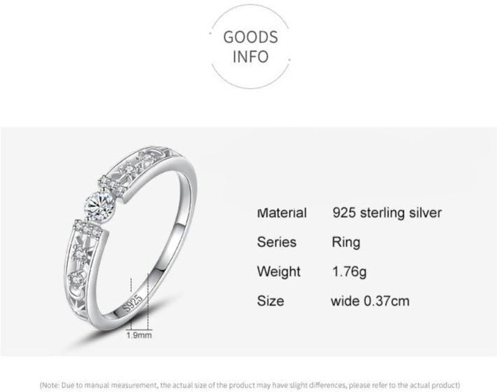 Ring, 100% Real 925 Sterling Silver Line Clear CZ - Boncuque
