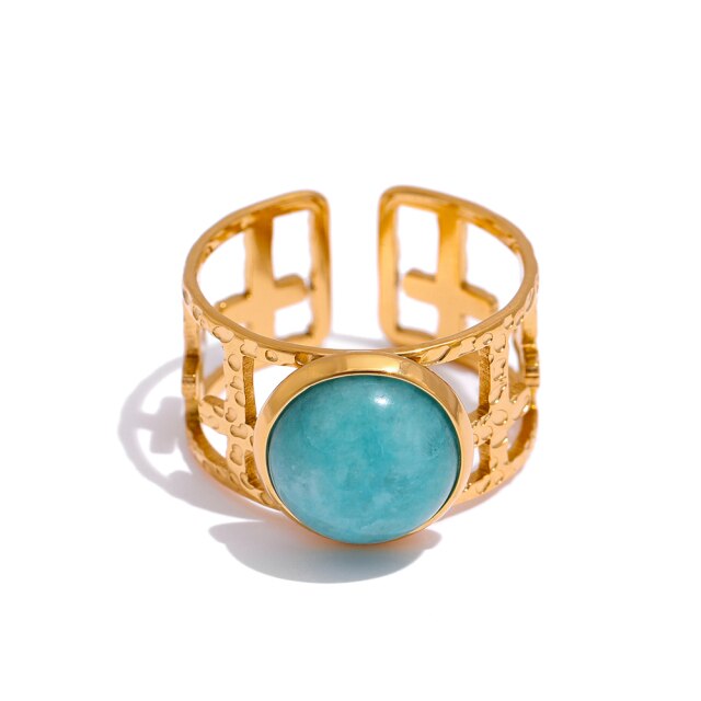 Blue Stone Gold Metal ring-1