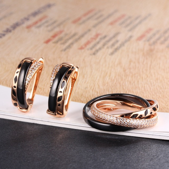 Ring & Earring Set Charmant and Elegant Ceramic Design - Boncuque