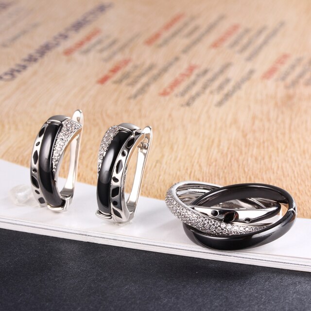 Ring & Earring Set Charmant and Elegant Ceramic Design - Boncuque