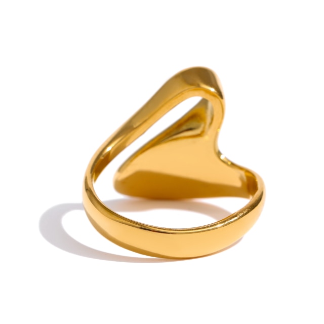 Modern Stainless Steel Geometric Irregular Ring, Gold Color - Boncuque