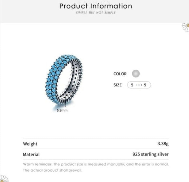 Genuine 925 Sterling Silver Luxury Turquoise Ring - Boncuque