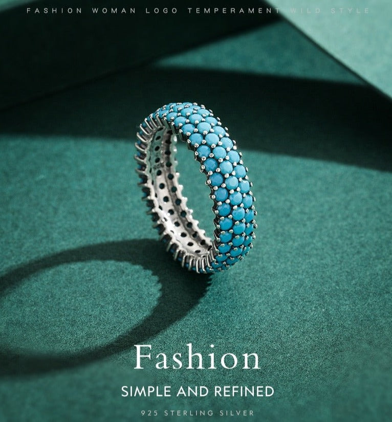Genuine 925 Sterling Silver Luxury Turquoise Ring - Boncuque