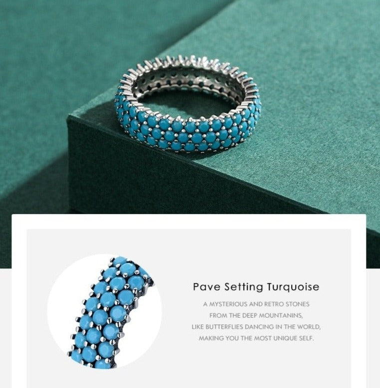 Genuine 925 Sterling Silver Luxury Turquoise Ring - Boncuque