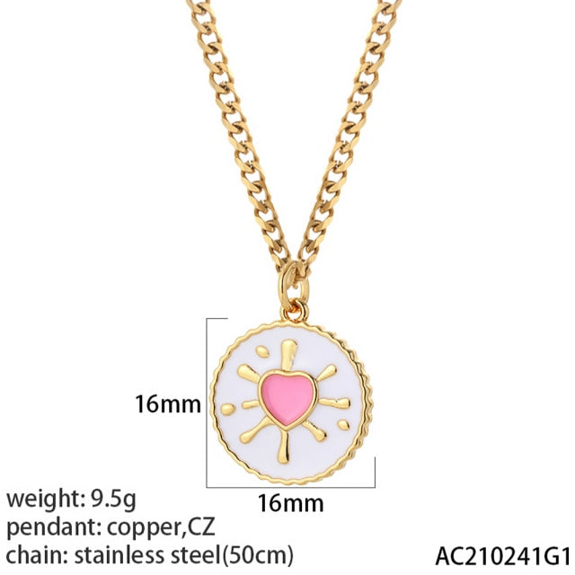 Cute Pendants Heart, Donut, Star With Stainless Steel Necklace Chain Link - Boncuque Store