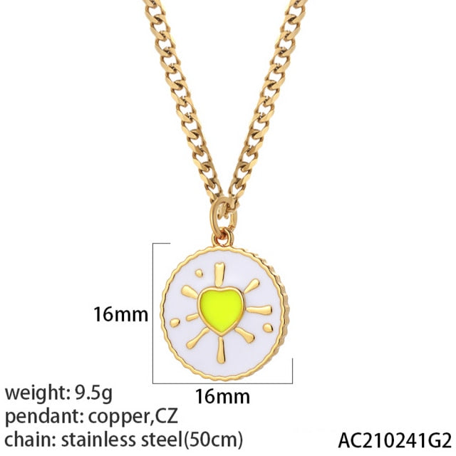 Cute Pendants Heart, Donut, Star With Stainless Steel Necklace Chain Link - Boncuque Store