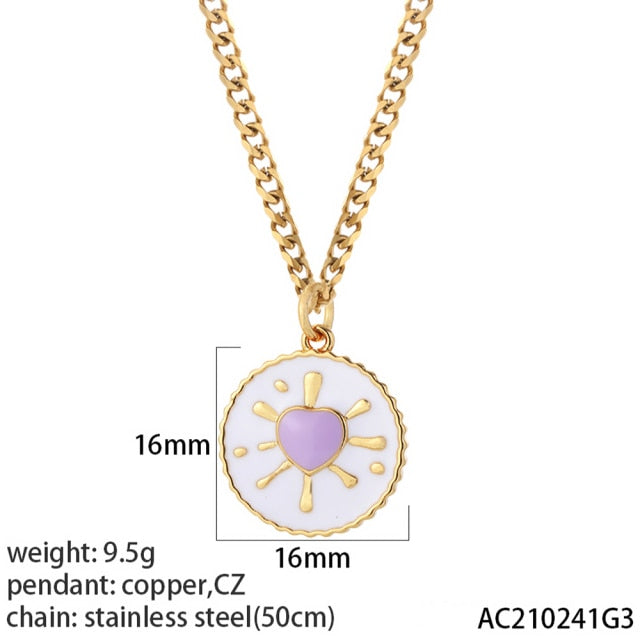 Cute Pendants Heart, Donut, Star With Stainless Steel Necklace Chain Link - Boncuque Store
