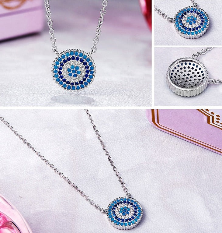 925 Sterling Silver Blue Cubic Zirconia Pendant Necklace - Boncuque Store