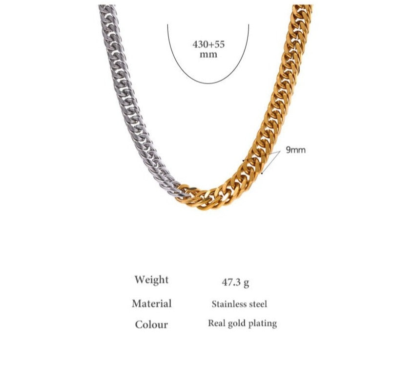 18K Gold Plated Minimalist Metallic Texture Stainless Steel Chain Necklace - Boncuque Store