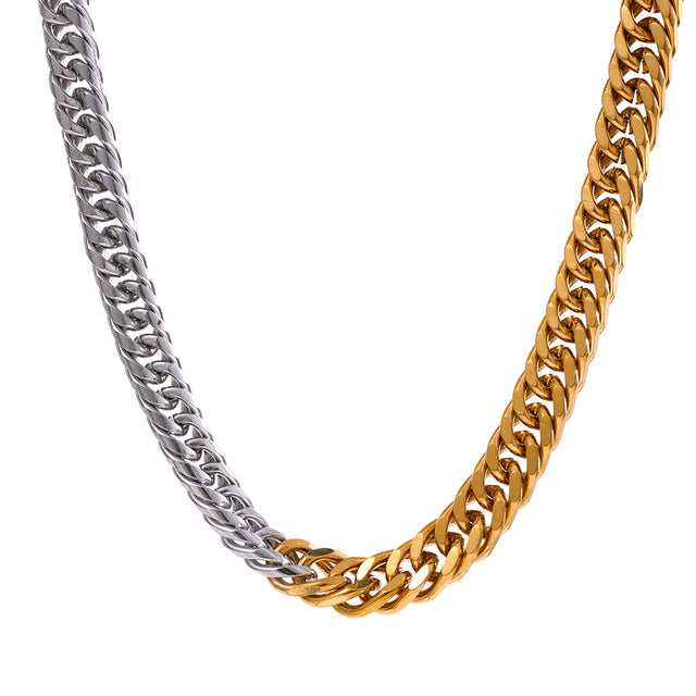 18K Gold Plated Minimalist Metallic Texture Stainless Steel Chain Necklace - Boncuque Store