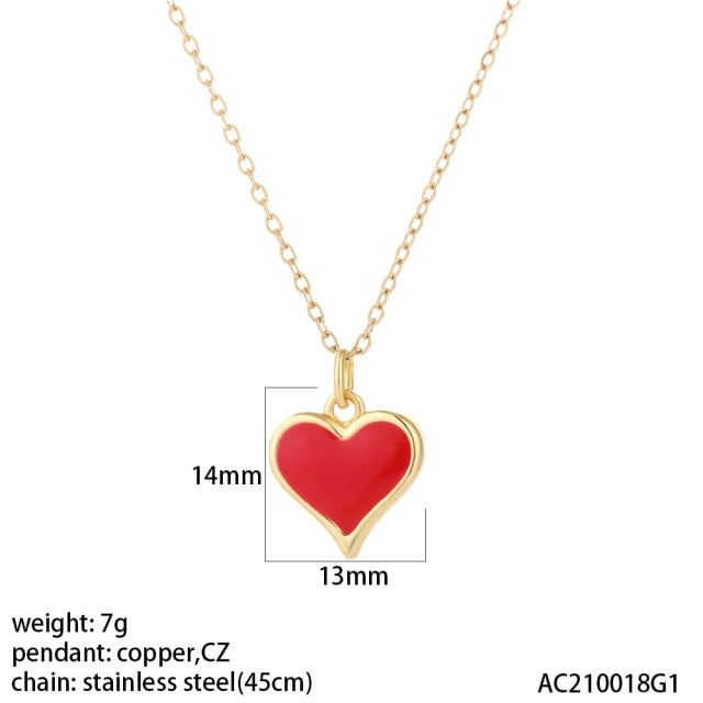 Cute Heart Blue Eye Pendant Necklace Stainless Steel - Boncuque Store