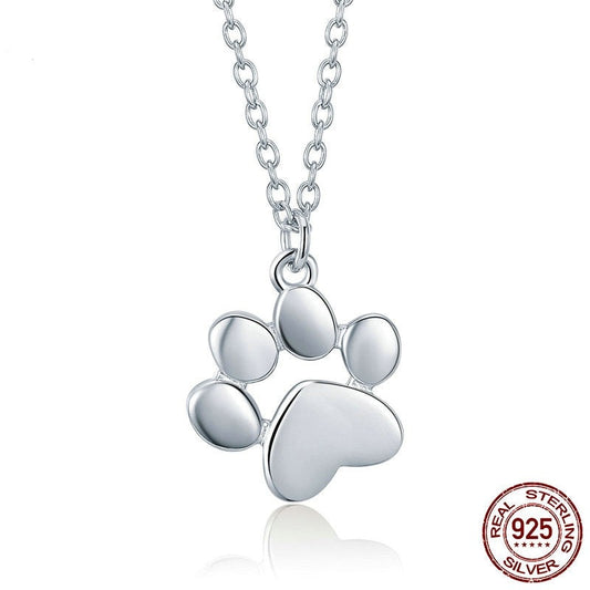 Cute Dog/Cat Footprints Paw Necklace, 925 Silver - Boncuque Store