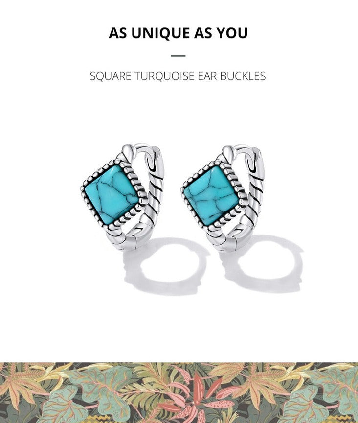 925 Sterling Silver Geometric Open Ring Gemstone Earrings - Boncuque Store