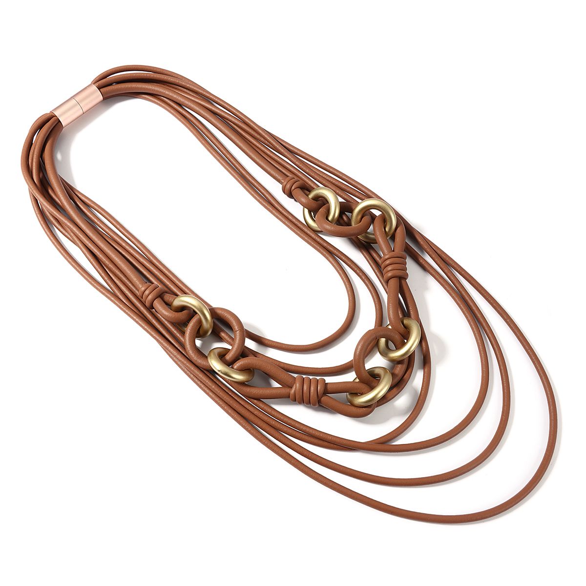 Handmade Rubber Leather Long Necklace & Circle Pendant - Boncuque Store